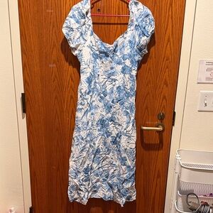 Blue and White Floral Women's Dress